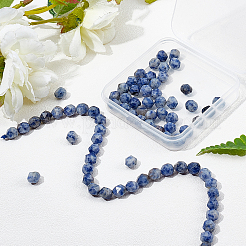 2 brin de perles de jaspe bleu naturel&nbsp;G-OC0001-85A