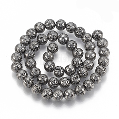 Brins de perles de pierre de lave naturelle galvanisées&nbsp;X-G-T061-55D-8mm