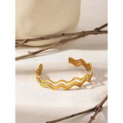 Bracelets manchettes ondulés à une ligne en acier inoxydable 304 pour femmes&nbsp;WGF7EC5-01