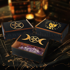 Rechteckige gravierte Tarot-Aufbewahrungsboxen aus Sperrholz mit Schiebedeckel&nbsp;CON-WH20008-10B