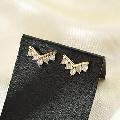 Boucles d'oreilles en laiton zircon cubique micro pavé clair&nbsp;EJEW-R016-26G-06