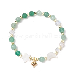 Bracciali elastici con perline rotonde in pietre preziose naturali e sintetiche per le donne&nbsp;BJEW-JB11663