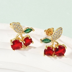 Aretes de latón con circonitas cúbicas pavé para mujer&nbsp;EJEW-A126-03G