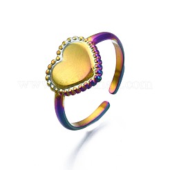 Bague manchette en forme de cœur en acier inoxydable 304&nbsp;RJEW-N038-108