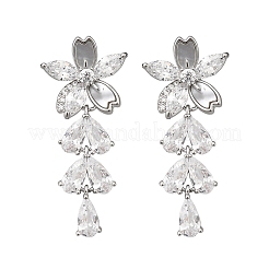 Pendientes de latón con circonitas cúbicas transparentes&nbsp;EJEW-D301-06P-03