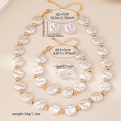 Flache runde Plastikperlenketten & Perlenarmbänder & Ohrstecker & Ringsets&nbsp;FS-WG25F9C-01