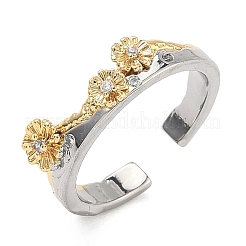 Latón micro pave anillos de brazalete de circonio cúbico&nbsp;RJEW-G364-01GP-03
