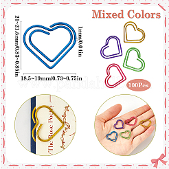 100 pz 6 colori a forma di cuore fermagli in ferro&nbsp;TOOL-WH20002-03B