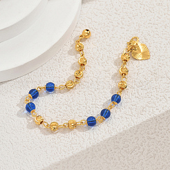Eleganti bracciali a maglie con perline rotonde in ottone e vetro per donna&nbsp;ID0127