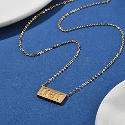 Collier pendentif rectangulaire en acier inoxydable 304 avec chiffres 11:11 et chaînes à maillons pour femme&nbsp;NJEW-NH0001-04G
