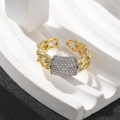 Manschettenfingerringe aus Messing mit Mikropflaster und klarem Zirkonia für Damen&nbsp;RJEW-B112-16GP