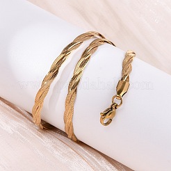 Collares de cadena de serpiente trenzada de acero inoxidable 304&nbsp;X-NJEW-Q013-08G