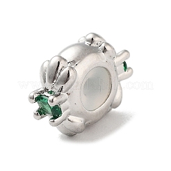Latón micro pavé cuentas de circonita cúbica verde&nbsp;KK-K361-05P