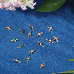 15 pz 3 colori in ottone pavimentano i ciondoli del connettore cubic zirconia&nbsp;KK-CA0003-86