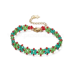 Weihnachts-Gliederarmbänder aus handgefertigten Glasperlen für Frauen&nbsp;BJEW-MZ00123
