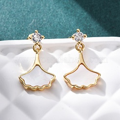 Pendientes colgantes de latón con micro pavé de circonitas cúbicas&nbsp;KK-D363-14G