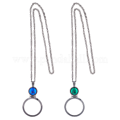 2 collier pendentif loupe 2 couleurs&nbsp;NJEW-SP0001-05