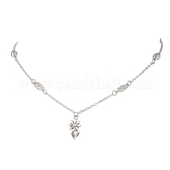 Collane con catena a maglie in ottone con ciondolo a forma di fiore in lega per donna&nbsp;NJEW-JN05866