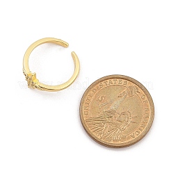 Bagues manchettes en laiton plaqué étoile micro pavées en zircone cubique transparente pour femmes&nbsp;RJEW-M028-122G