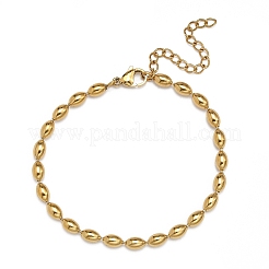 Ionenplattierung (IP) 304 Edelstahl ovale Kugelkettenarmbänder für Frauen&nbsp;BJEW-C046-01G