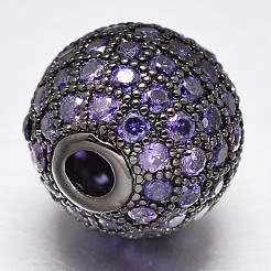 Micro cz ottone spianare rotonde perline zirconi&nbsp;ZIRC-L017-12mm-14B