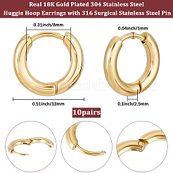 10 paire de boucles d'oreilles créoles en acier inoxydable 304 avec placage ionique (IP)&nbsp;EJEW-BBC0002-19A