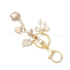 Portachiavi in lega smaltata a forma di gatto con fiore&nbsp;KEYC-JKC01407-01