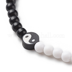 Collana di perline tonde in argilla polimerica yin yang e acrilico per donna&nbsp;NJEW-JN03925