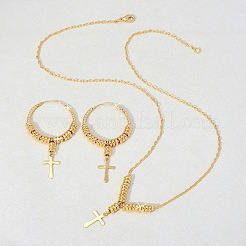 Set di collane con ciondolo a croce in ottone e orecchini a cerchio&nbsp;FS-WGF4D6C-01