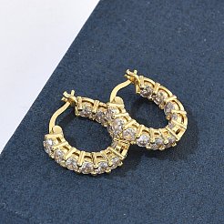 Messing Micro Pave klare Zirkonia Creolen&nbsp;EJEW-C181-02G