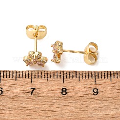 Pendientes de flor de circonita cúbica con micro pavé de latón&nbsp;EJEW-K267-34G
