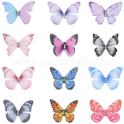 60 Stück 12 Farben Polyester Schmetterling Ornament Zubehör&nbsp;FIND-SP0004-59