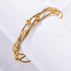 Pulseras de bolas de múltiples hilos de acero inoxidable&nbsp;BJEW-L687-01G