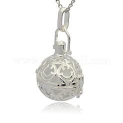 Pendenti a gabbia rotonda in ottone placcato color argento&nbsp;KK-J216-12S