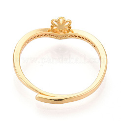 Bague en laiton avec micro pavé de zircones cubiques et fleur&nbsp;LS-KK-N274-30G