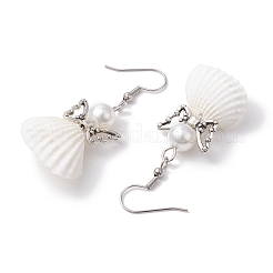 Engel Spirale Muschel & Glas Perle Anhänger Ohrringe&nbsp;EJEW-JE05838