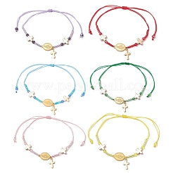 6 pulsera de cuentas trenzadas con cordón de nailon ajustable&nbsp;BJEW-MZ00168
