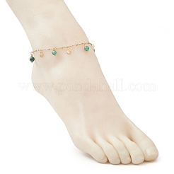 3 paio di cavigliere con nappa a forma di conchiglia in acciaio inossidabile 304 e agata naturale tinta in 3 colori per donna&nbsp;AJEW-AN00702