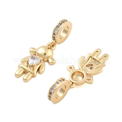 Europäische Anhänger mit klarem Zirkonia in Pavé-Fassung aus Messing&nbsp;KK-U009-08B-G