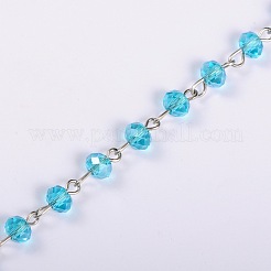 Catene di perle in vetro rondelle fatte a mano per creazione di bracciali collane&nbsp;AJEW-JB00038