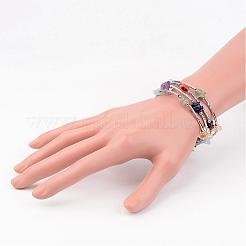 Vier Schleifen von natürlichen Edelstein Perlen Wickelarmbänder&nbsp;BJEW-JB02332-02