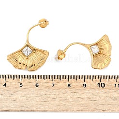 Orecchini a bottone in acciaio inossidabile 304 con micro pavé di zirconi cubici trasparenti&nbsp;EJEW-F353-02G