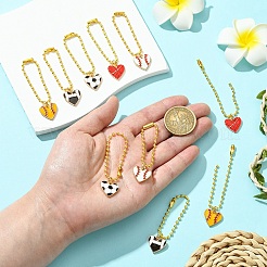 10 pendentif décoratif en alliage émaillé en forme de cœur avec ballon de sport&nbsp;HJEW-YW00076