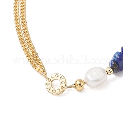 Bracelets à maillons en perles de lapis-lazuli naturel&nbsp;BJEW-JB12884-02