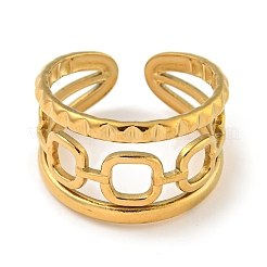 Placcatura ionica (ip) 304 acciaio inossidabile ssquare catena anello polsino aperto per le donne&nbsp;RJEW-A043-28G