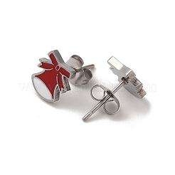 3 par de pendientes de aro y tachuelas de acero inoxidable 304 de 3 estilos navideños para mujer&nbsp;EJEW-K279-12G-P
