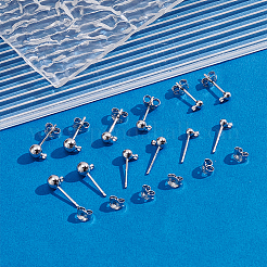 24 Stück 3 Stile Sterling Silber runde Kugel Ohrstecker Zubehörse&nbsp;FIND-ME0002-56