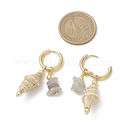 Orecchini a cerchio a forma di conchiglia in ottone&nbsp;EJEW-JE06747-01