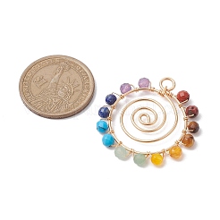 Chakra gemischte Edelstein Kupferdraht umwickelt facettierte Anhänger&nbsp;PALLOY-JF02745-01