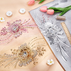 Accessori per ornamenti da ricamo in poliestere organza fiore 3d&nbsp;PATC-WH0008-03C